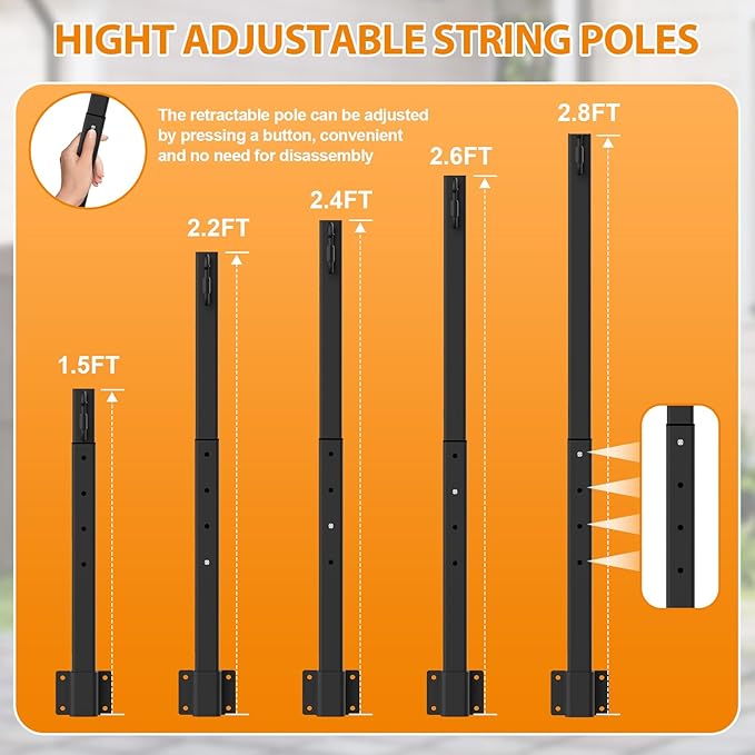 6 Pack String Light Poles,2.8Ft Light Poles for Outside String Lights,Outdoor Lights Pole with Fork,Metal Poles Stand for Patio Deck Backyard