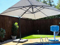 PURPLE LEAF 10' X 13' Rectangle Cantilever Umbrella with Base Outdoor Large Aluminum Patio Umbrella with 3-Year Fade Resistance Recycled Fabric and 360-degree Rotation for Deck Pool, Pebble Grey