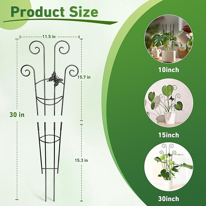 Coomin 32.6in Monstera Plant Support for Indoor Plants, 2P Trellis for Climbing Plants Indoor, Plant Climber Stakes for Potted Plants