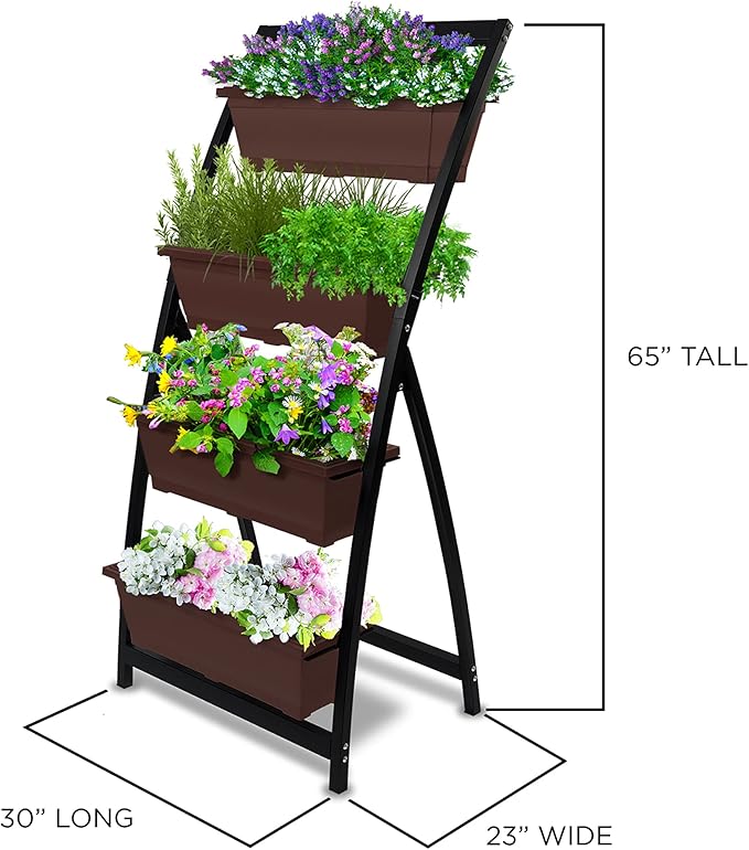 6-Ft Raised Garden Bed - Vertical Garden Freestanding Elevated Planter with 4 Container Boxes - Good for Patio or Balcony Indoor and Outdoor - Perfect to Grow Vegetables Herbs Flowers