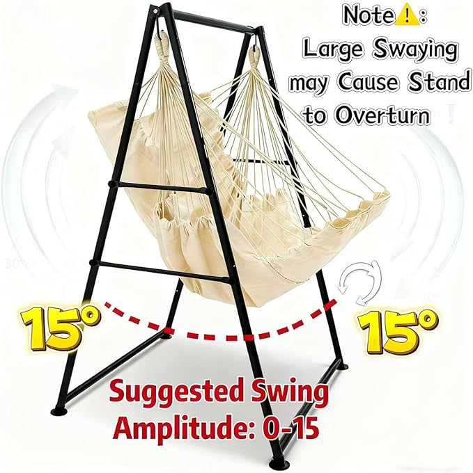 Hammock Chair Stand with X-Large Swing Chair with Footrest，Anti-Tip Thickened Weather-Resistant Iron Pipe Swing Frame, 450Lbs Stand Capacity Quick Assembly for Indoor Outdoor (White)
