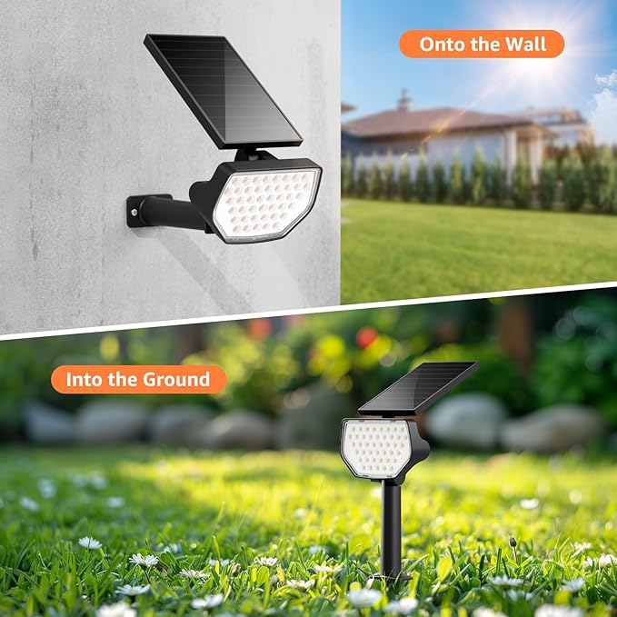 Lepro Solar Decorative Spot Lights 4 Pack, Warm White Accent Lights for Garden Ambiance, IP65 Waterproof Adjustable Landscape Lighting to Highlight Statues, Plants, Pathways & Yard Decor