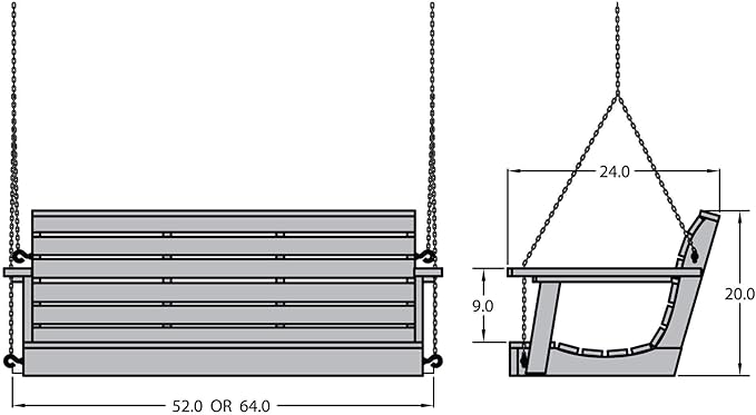 highwood Weatherly Porch Swing 5 Feet, Whitewash