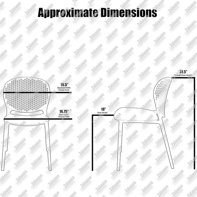 2xhome Set of 2 Patio Dining Chairs | Modern Stackable Outdoor Pool Side Chair | Weather Resistant Plastic for Yard, Porch, Balcony, Kitchen, Gray