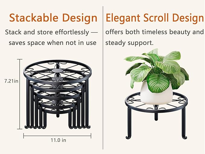 5-Pack Metal Plant Stand Indoor Outdoor Decoration Small Plant Holders for Home Flower Pot Holder Stand for Multiple Plants