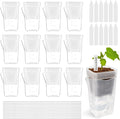 12 Pack Self Watering Pots Set for Indoor Plants, 2.5" Small Clear Self Watering Planters with Watering Holes Plastic Flower Pot with 12 Labels, 12 Ropes