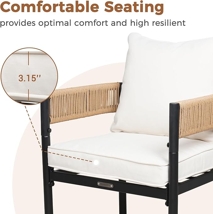 Grand patio 7-Piece Outdoor Dining Set for 6 with 1 Rectangle Expandable Table for 4-6 Person, Metal Woven Wicker Fixed Patio Chairs with Thickened Cushions for Yard, Poolside, Deck (Natural)