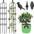 Garden Obelisk Trellis for Climbing Plants Outdoor 6 Ft Rose Bush Round Trellis with Grow Bag for Pots Rustproof Metal Plant Flower Trellises for Clematis Vine Jasmine Support Outdoor Indoor