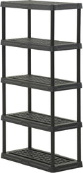 CX 5-Tier Heavy Duty Plastic Storage Shelves that Support up to 150lbs/shelf, Organization and Storage, Weather-Resistant Design, Easy Assembly, Black (72”H x 36”W x 18”D)