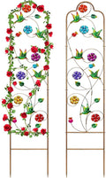 2 Pack Metal Garden Trellis Arched Fence Trellises for Climbing Plants Outdoor, Roses, Vines, Flowers, and Vegetables Support, 60'' H x 12'' W, Hummingbird