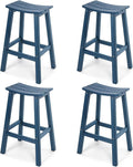 Stoog All-Weather Bar Stools Set of 4, 28" Height Outdoor Bar Stools, Low Maintenance, for Patio, Deck, Kitchen Counter, and Garden, Blue