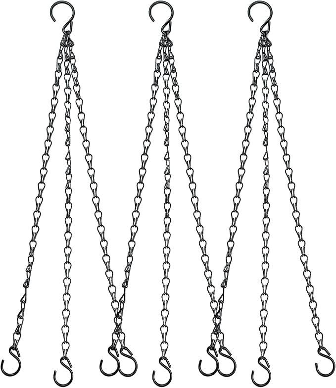 3 Pack, 20 Inch Hanging Baskets Chain, Hanging Chains with Hooks Flower Pot Chain Replacement Plant Hangers for Planters, Bird Feeders and Lanterns (Hook, 3)