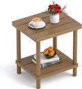 Outdoor Side Table, 2-Tier Small Outdoor Table for Patio, Adirondack Side Tables for Outside or Indoor, Bamboo End Table for Pool, Porch, Weather Resistant Easy Maintenance,Brown