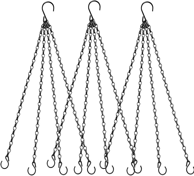 Heybe Hanging Baskets Chains 23 Inches 4 Leads Hanging Chains Flower Pot Hanger Replacement Plant Hangers for Planters and Lanterns, Pack of 3 (4 Legs)