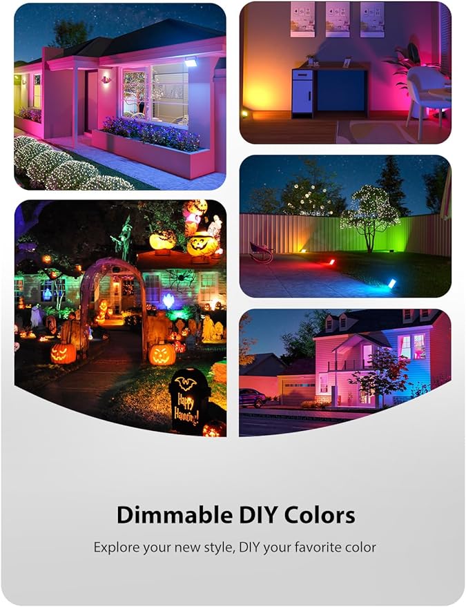Onforu LED Flood Light Outdoor 35W Color Changing RGBW Floodlight with Remote, 2700K Warm White IP66 Stage Lighting Indoor Uplights for Events, Uplighting for Party 4 Pack
