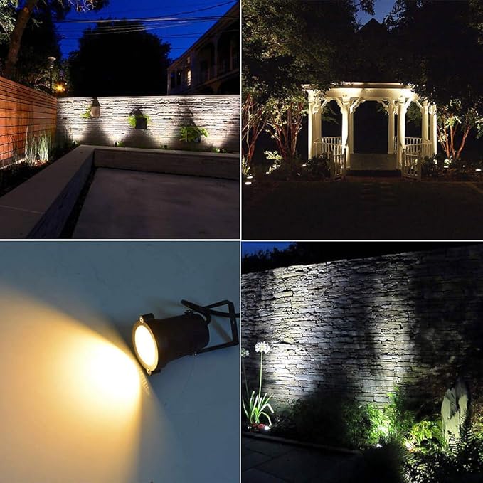 Romwish 120V Landscape Spotlights, Outdoor Landscape Lighting for Yard, 3000K Warm White Landscaping Lights with Stake, 5W IP65 Waterproof Flag Spotlight for House Garden Lawn Decorative (6 Pack)