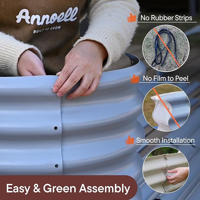 4-Pack 18” Tall Galvanized Raised Garden Beds – Small Space Garden Layout, Fits 170 Sq Ft Yard or Patio, 10x2x1.5 & 6x4x1.5 ft Metal Planter Box for Compact Outdoor Gardening - Moss Green