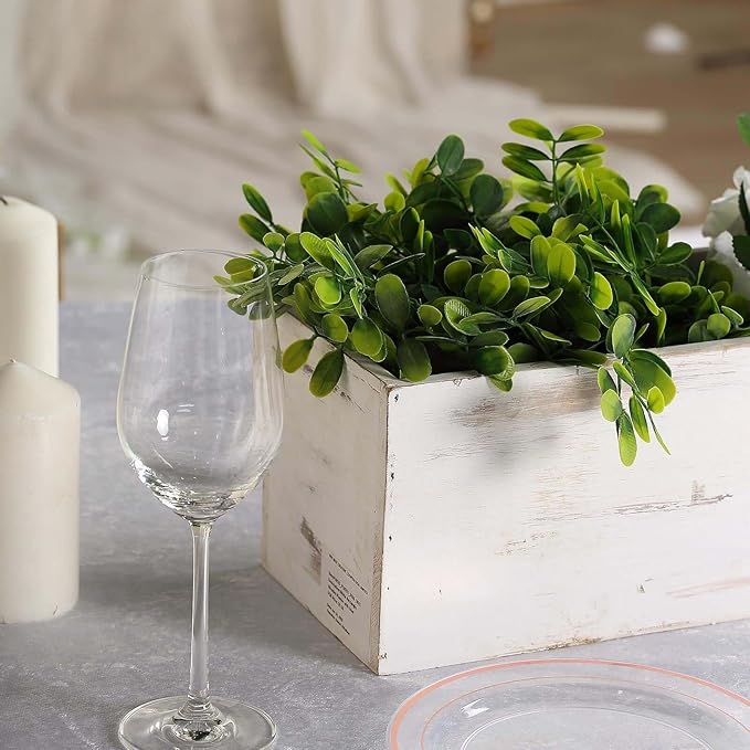 Efavormart 30"x6" Whitewash Wood Planter Box with Plastic Liner, DIY Rustic Rectangle Wooden Box for Succulents, Long Wedding Table Centerpieces and Farmhouse Decor