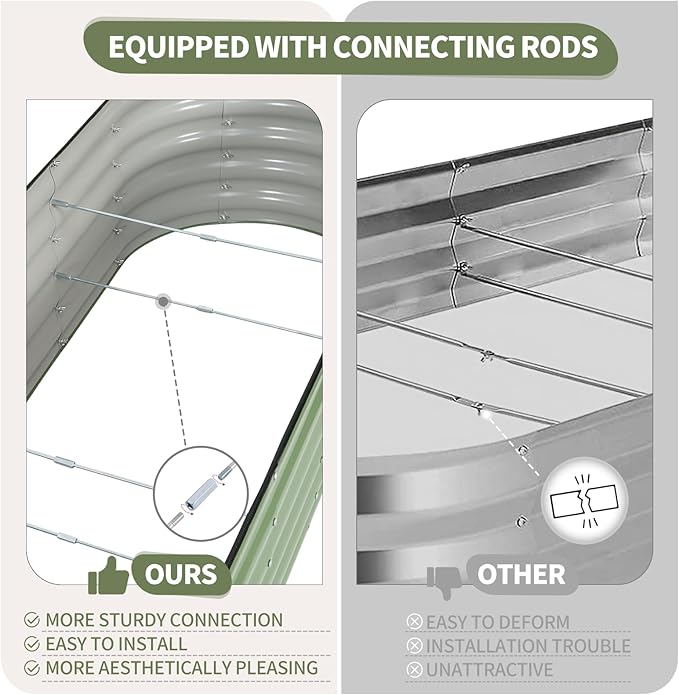 Galvanized Raised Garden Bed Outdoor- 2 Pcs Raised Beds for Gardening| Metal Planter Box, Steel Raised Garden Bed Kit with Gloves for Vegetables, Flower, Herbs (6x2x1.4FT, Green)