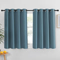 NICETOWN Kitchen Short Blackout Curtain and Drape - Thermal Insulated Solid Grommet Blackout Panel for Patio Bedroom Living Room (Single Panel, 52 inches by 45 inches, Smoky Blue)