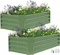 Galvanized Raised Garden Bed - 4x2x1ft (2Packs) Metal Garden Planter Box Outdoor | Steel Raised Bed Kit with Bracing Rods, Gloves for Gardening Vegetables Fruits and Flowers (Oliver Green)