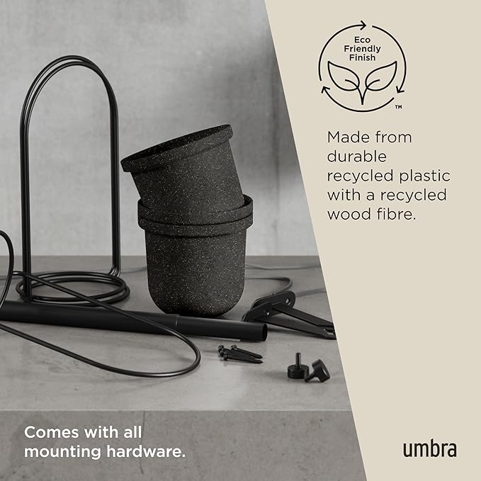 Umbra Triflora Hanging Planter for Window, Indoor Herb Garden, Set of 5, Black