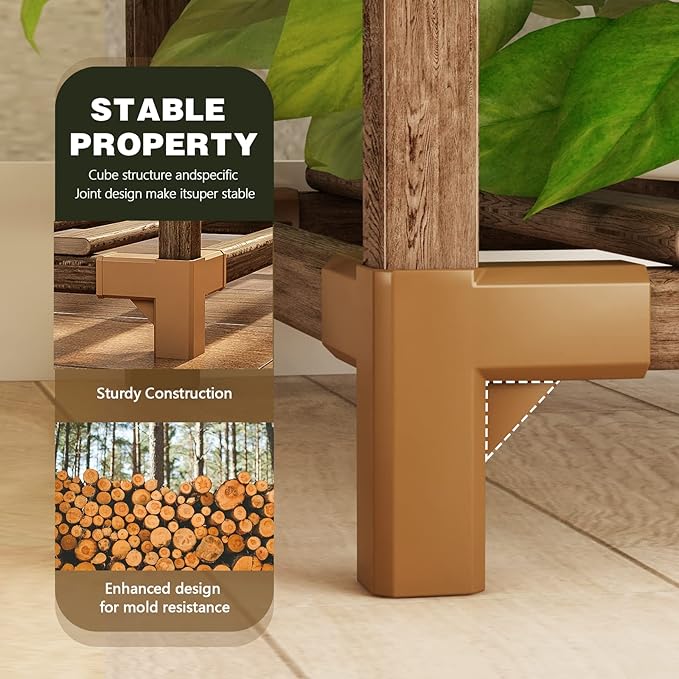 Bamworld Plant Stand Indoor Corner Plant Shelf Wood Plant Holder 13 Pots for Multiple Plants Home Decor for Gardening Gifts