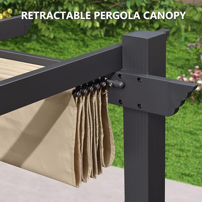 Pergola Shade Cover Replacement Canopy Top Compatible with 10 X 13 ft 6-Bar Pergola Frames - Beige (Canopy Size 116" W x 135" L, Canopy Top Only)