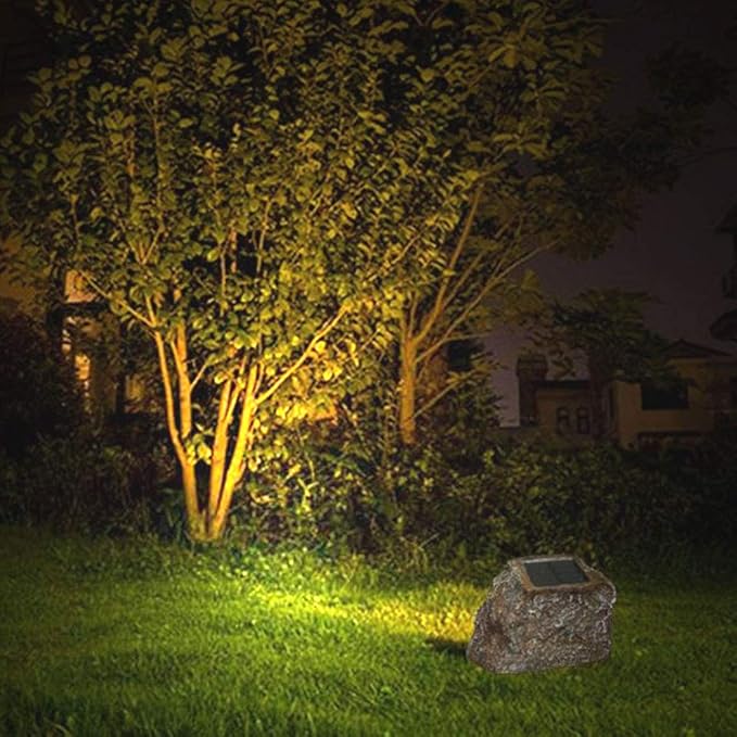 EiGreen Solar Garden Rock Lights Outdoor, 2 Pack 10 LED Waterproof Solar Powered Rock Light，Yard Landscaping Spotlights, for Indoor and Outdoor Decoration