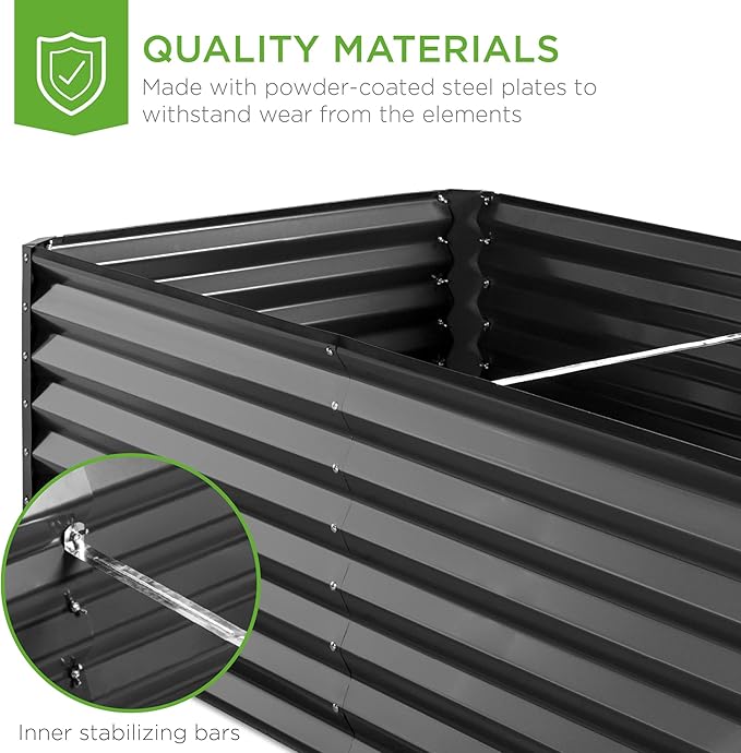 Best Choice Products 6x3x2ft Outdoor Metal Raised Garden Bed, Deep Root Box Planter for Vegetables, Flowers, Herbs, 269 Gallon Capacity, 100% Non Toxic Materials - Gray
