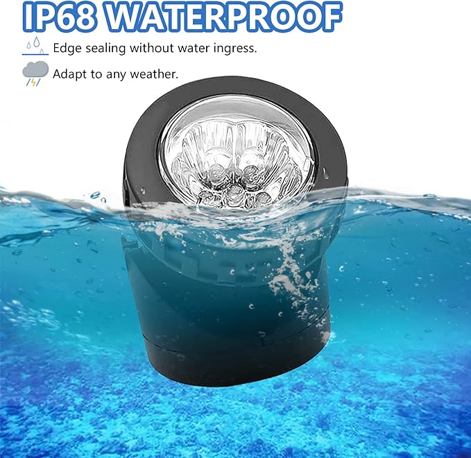 AVEKI Solar Pond Spotlights, 12 LED Solar Underwater Lights with Dual Head Waterproof Submarine Landscape Spotlight Security Lighting for Outdoor Patio Ganden Fountain Pond… (White, Single Head)