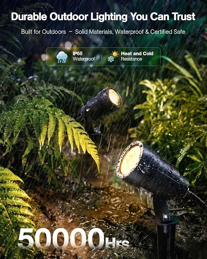 HIBOITEC 5W Low Voltage Landscape Lights, 2900K Warm White Landscape Lighting with Connectors,12-24V AC/DC, Waterproof Landscape Spotlights for Garden Tree Yard Wall, 6 Pack