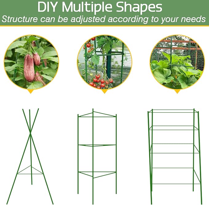 Halatool 4 Pack Tomato Cages for Garden,Up to 48in Adjustable Tomato Cage, Garden Stakes Tomato Trellis for Pots, Tomato Plant Support for Raised Garden Bed & Climbing Vegetables Flowers
