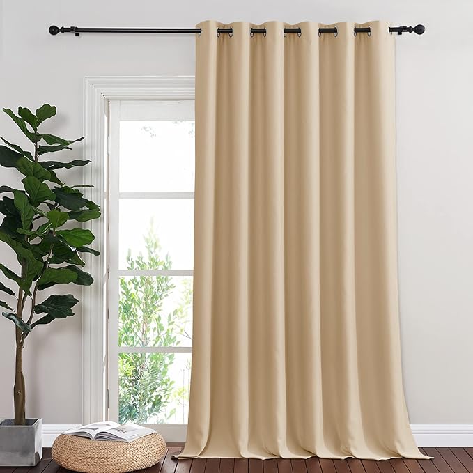NICETOWN Patio Blinds Bedroom Room Darkning Curtain, Rustproof Stainless Steel Eyelet Room Darkening Thermal Insulated Bedroom Drape Privacy for Pergola/Arbor, 1 Panel, W84 x L120, Biscotti Beige