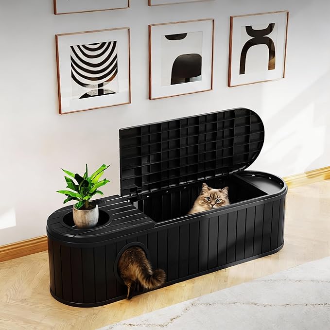 DRATO Outdoor Storage Box, Resin Deck Storage Box Waterproof Patio Storage Box for Indoor & Outdoor Use，Black