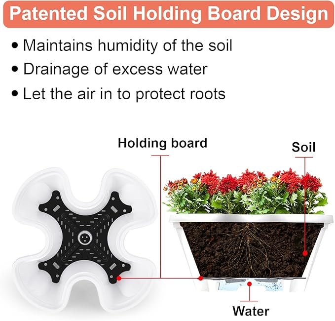 GameXcel Vertical Planter 5 Tier Stackable Planters Garden Planters Strawberry Herb Flower and Vegetable Planter Indoor Outdoor Gardening Pots with Removable Wheels and Tools White