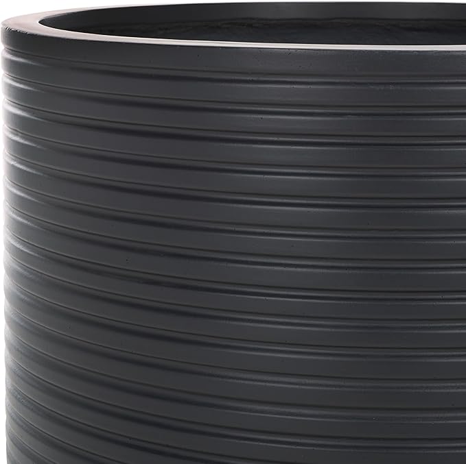 SAFAVIEH Outdoor Collection Nardo Black Cement Ficonstone Planter Pot