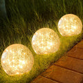 Outdoor Waterproof IP65 Solar Globe Lights, Led Solar Light Balls for Lawn Garden Patio Table Art Decoration, Yard Landscape Illuminated Cracked Glass Sphere Gazing Ball Lights, Round Ornaments Orbs
