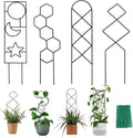 Plant Trellis for Climbing Plants Indoor, 15.94Inch Small Garden Metal Houseplant Trellis for Potted Plants Outdoor with 4 Patterns for Vine Ivy Flower Plant Support Lover Gifts Lattice