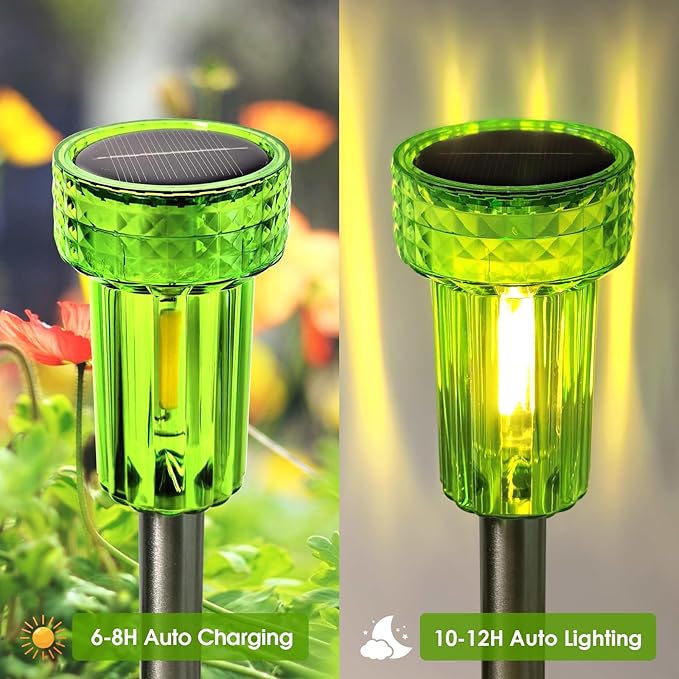 St Patricks Day Decorations Solar Pathway Lights Outdoor,Green Solar Lights LED Waterproof, St. Patrick's Day Solar Lights Auto Dusk-to-Dawn for Yard, Path, Garden, Walkway, Landscape 8 Pack
