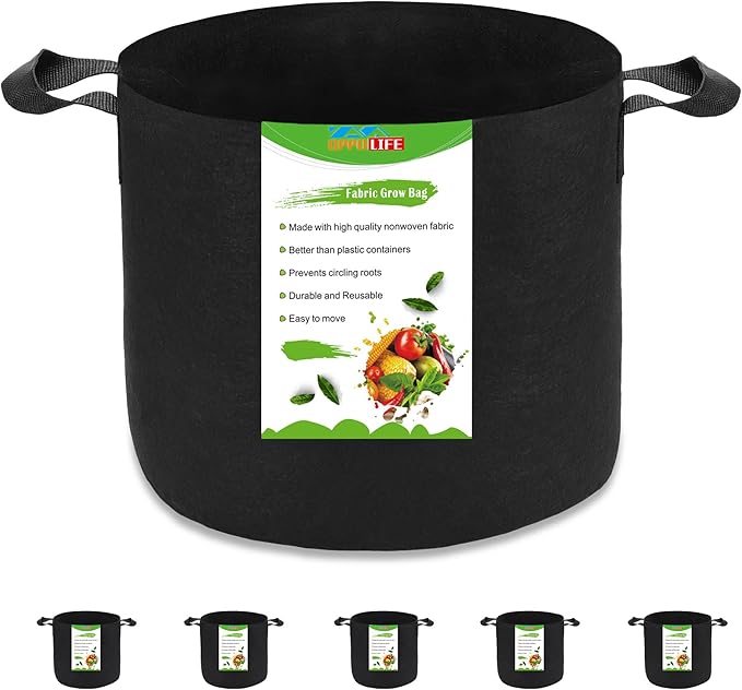 5-Pack 5 Gallon Plant Grow Bags, Heavy Duty Aeration Fabric Pots with Handles for Garden and Planting