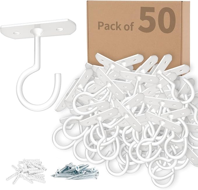 50Pack Ceiling Hooks Bulk for Hanging Plants,2.5 inches White