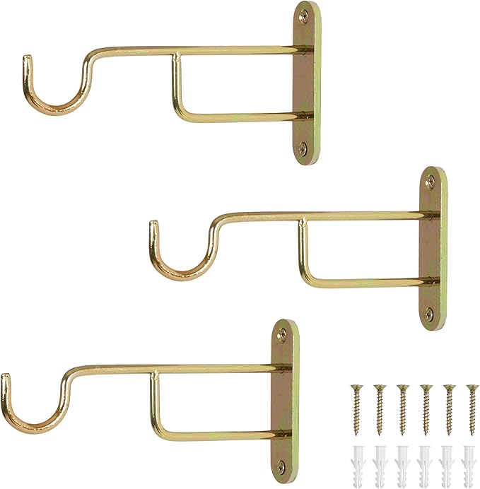 Ilyapa 3 Pack Metal Wall Plant Hangers - 7 Inch Plant Hanger for Indoor - Rustic Brass Finish Hooks for Hanging Plants, Baskets, and Macrame - Indoor Hangers for Plants, Lanterns or Wind Chimes