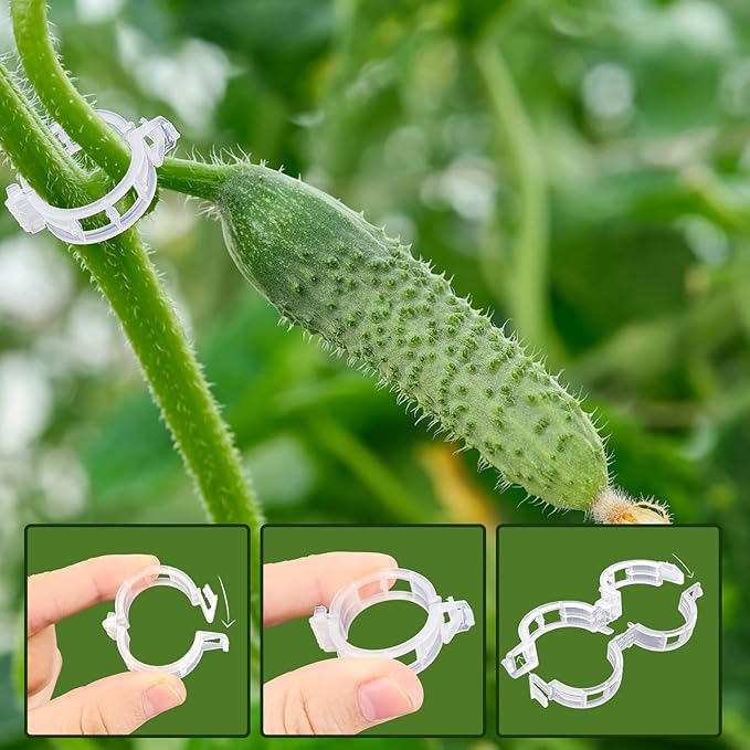 Anyumocz 400Pcs Plant Support Garden Clips,Plastic Grape Tomato Support Clip,Vegetable Vine Clips for Climbing Plants,Outdoor,Indoor(White)