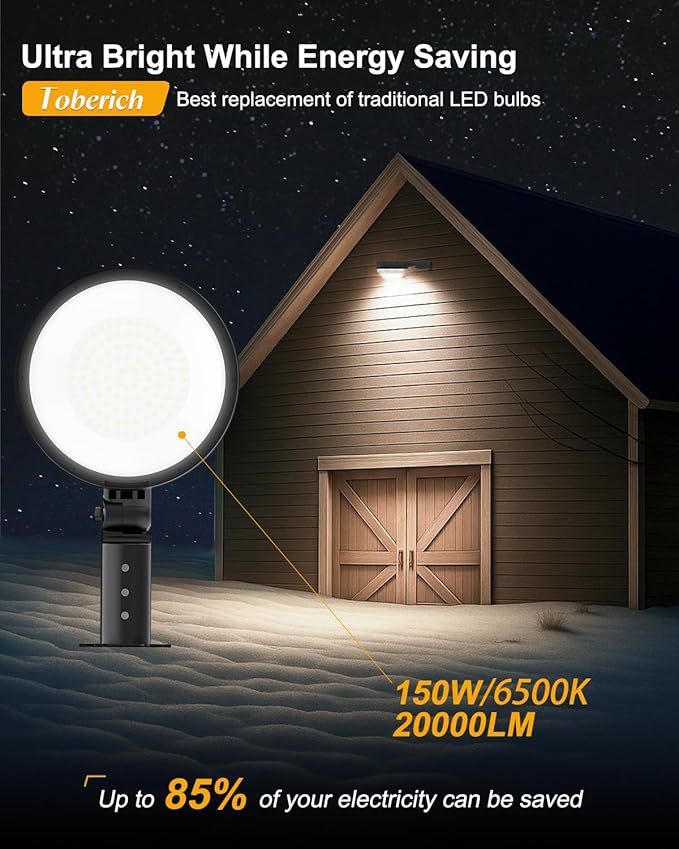 LED Barn Light 4 Packs, 150W 20000LM Yard Area Lights Dusk to Dawn Outdoor Lighting with Upgraded Photocell 6500K Adjustable Angle Daylight IP66 Waterproof Street Lights for Farmhouse/Garage