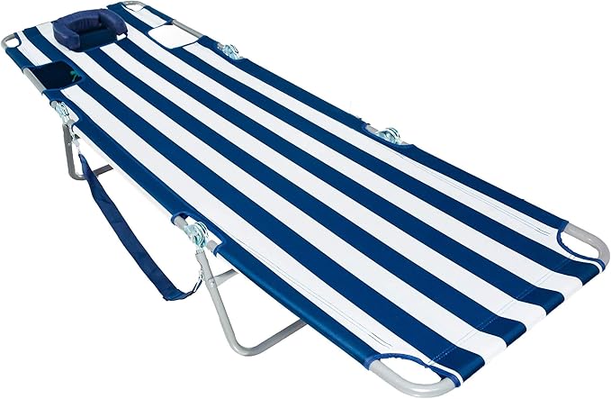 Ostrich Chaise Lounge Blue and White Striped