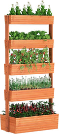 FILWH Wooden Raised Garden Bed Vertical Planter Box, Freestanding Plant Stand for Indoor Outdoor Plants, Herbs, Flowers, Vegetables, Gardening (Reddish Brown, 5-Tier，29.9 x 17.9 x 68in)