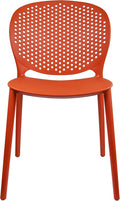 2xhome Patio Dining Chair | Modern Stackable Outdoor Pool Side Chair | Weather Resistant Plastic for Yard, Porch, Balcony, Kitchen, Orange, Single, Set of 1