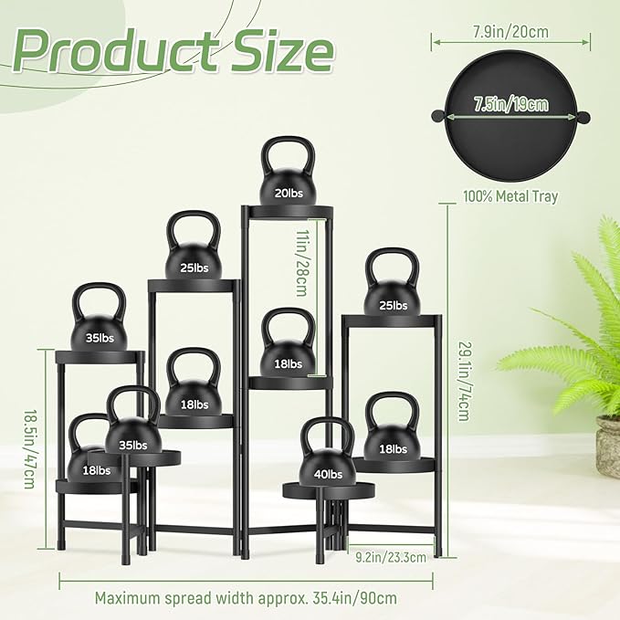 iDavosic.ly Plant Stand Indoor Outdoor, 10 Tier Corner Metal Flower Display Holder Shelf, Easy Assembly Folding Tall Orchid Rack for Patio Balcony Porch Garden Living Room House, Black