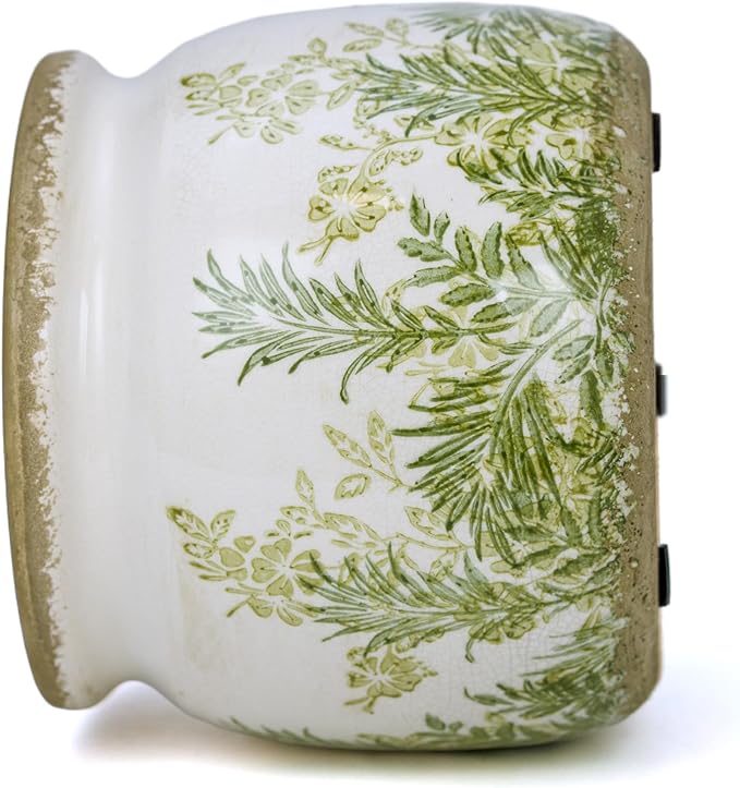 Flower Pot,Vintage Ceramic Pot for Planter with Drainage Holes, 6.29 inch Ice Crack Glazed Indoor Planters Pot for Indoor,Tucan Home Decor,Gardening Gifts (French Country)